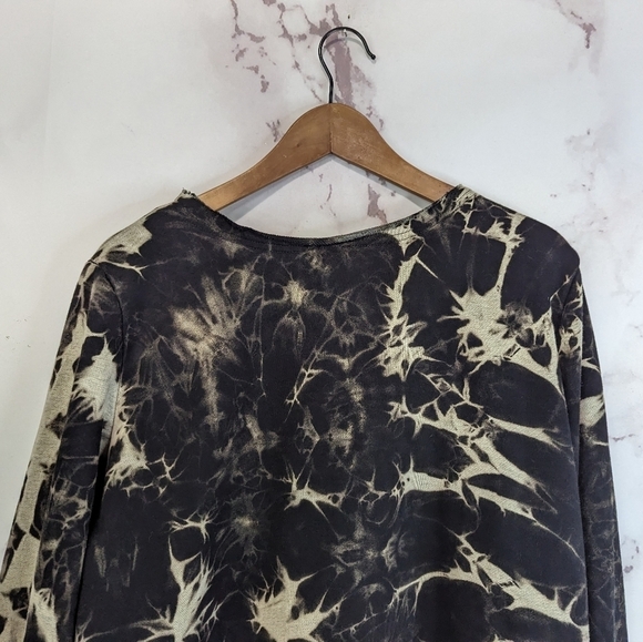 POL Sweatshirt Size Small Beach Bum Tye Dye Bleach Marble Graphic Black Women - Picture 7 of 13